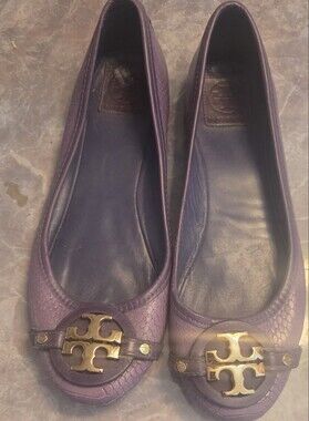Tory Burch Purple Logo Ballet Flats